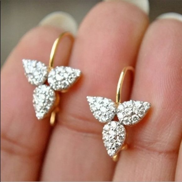 everrealli Jewelry - New Gorgeous Drop Golden Silver 925 White Sapphire Earrings